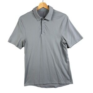 Lululemon Men's Size S Zip Polo Golf Shirt‎ Blue Gray Short sleeve Metal Vent